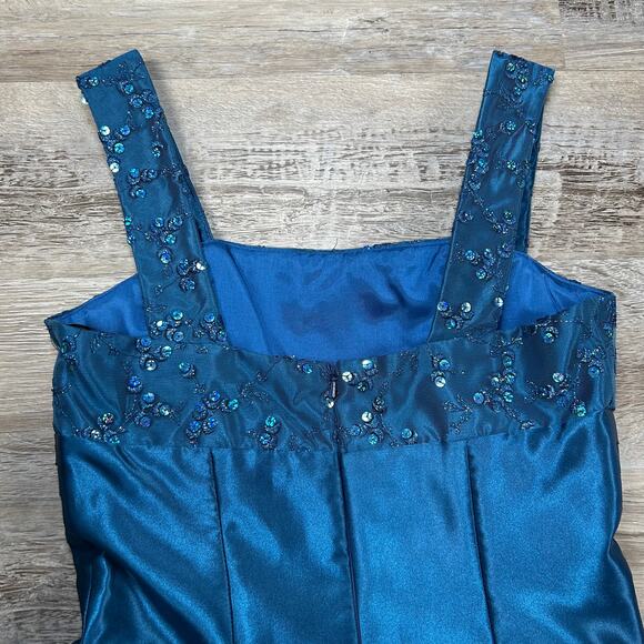 Jessica McClintock Gunne Sax Blue Satin Tulle Party Dress Size 9 - Picture 6 of 12